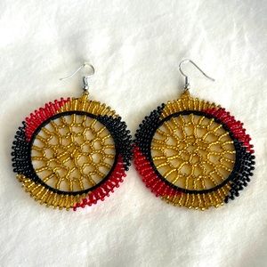 Beaded Earrings Disc Shield Basket South African Zulu